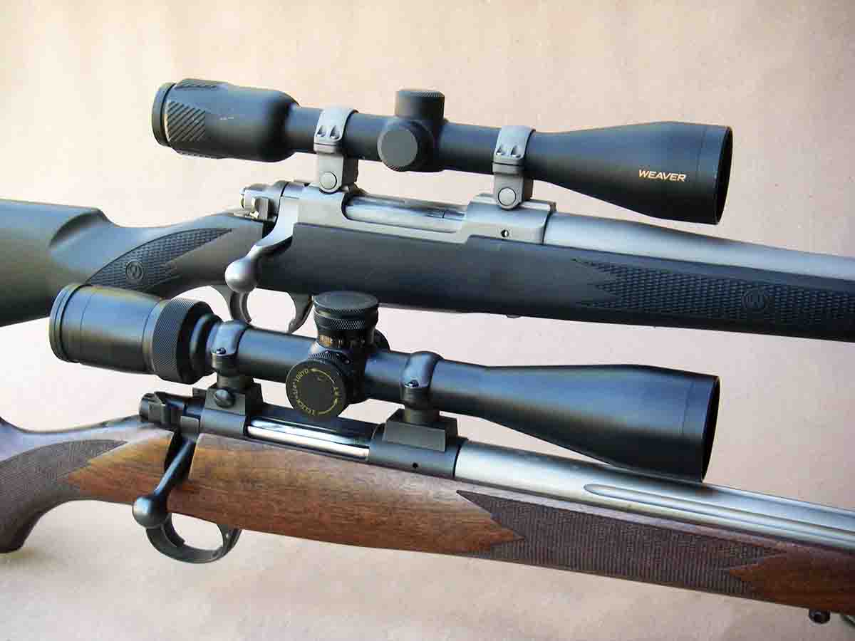 Weaver makes scopes suitable for any practical application. Examples with a one-inch main tube include the Grand Slam 3-12x 42mm (top) and a Super Slam 3-15x 42mm (bottom).